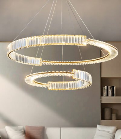 Lustre Anneaux LED Cristal