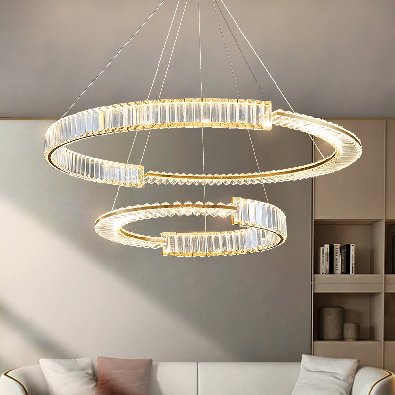 Lustre Anneaux LED Cristal